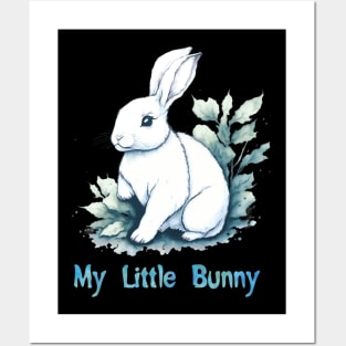 Cute white bunny Posters and Art